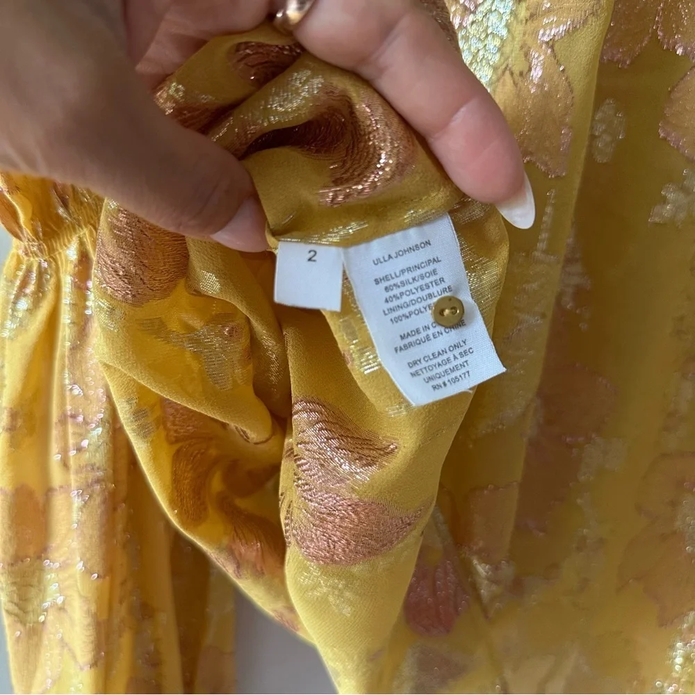 Ulla Johnson Aster Blouse Gold Floral Metallic - Picture 8 of 9